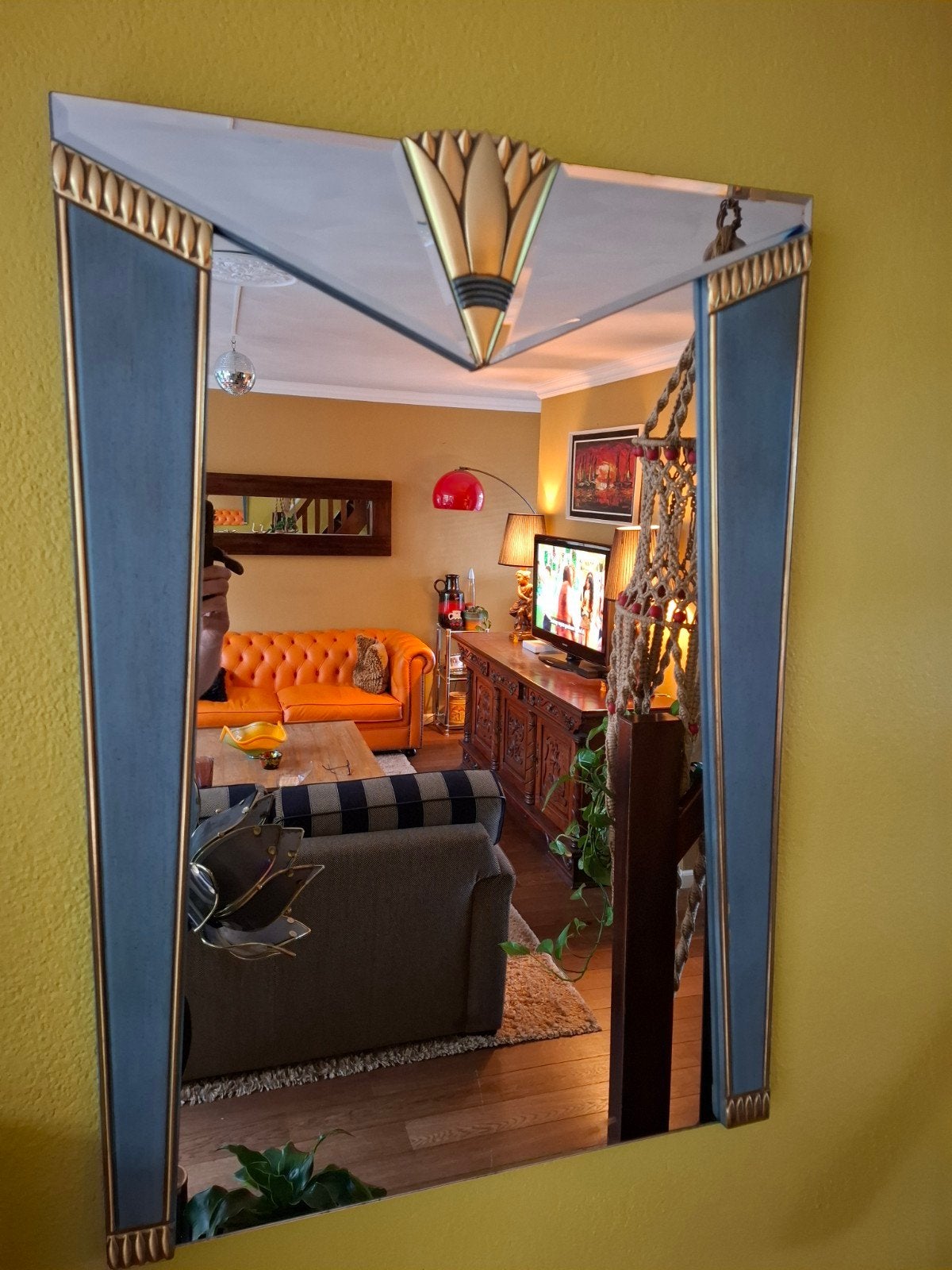 Originele Vergulde Deknudt Design Spiegel, Ophalen, Zo goed als nieuw, 75 tot 100 cm, Minder dan 100 cm
