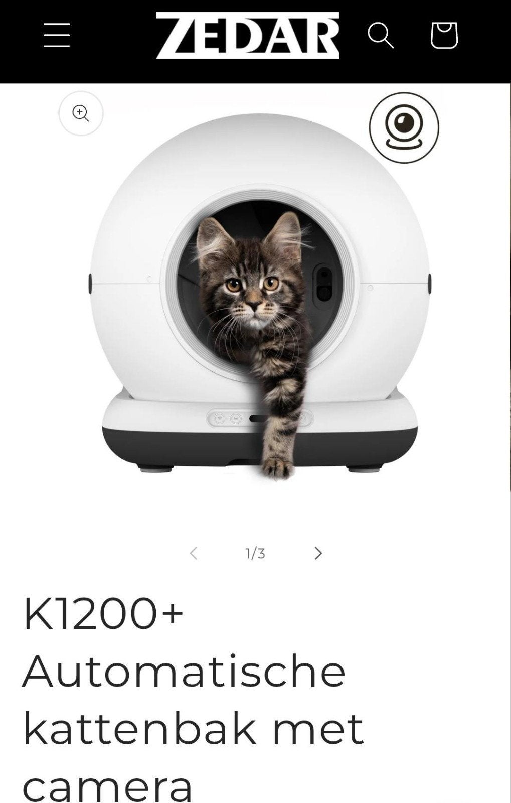 K1200 + automatisch kattenbak met camera, Ophalen, Gebruikt
