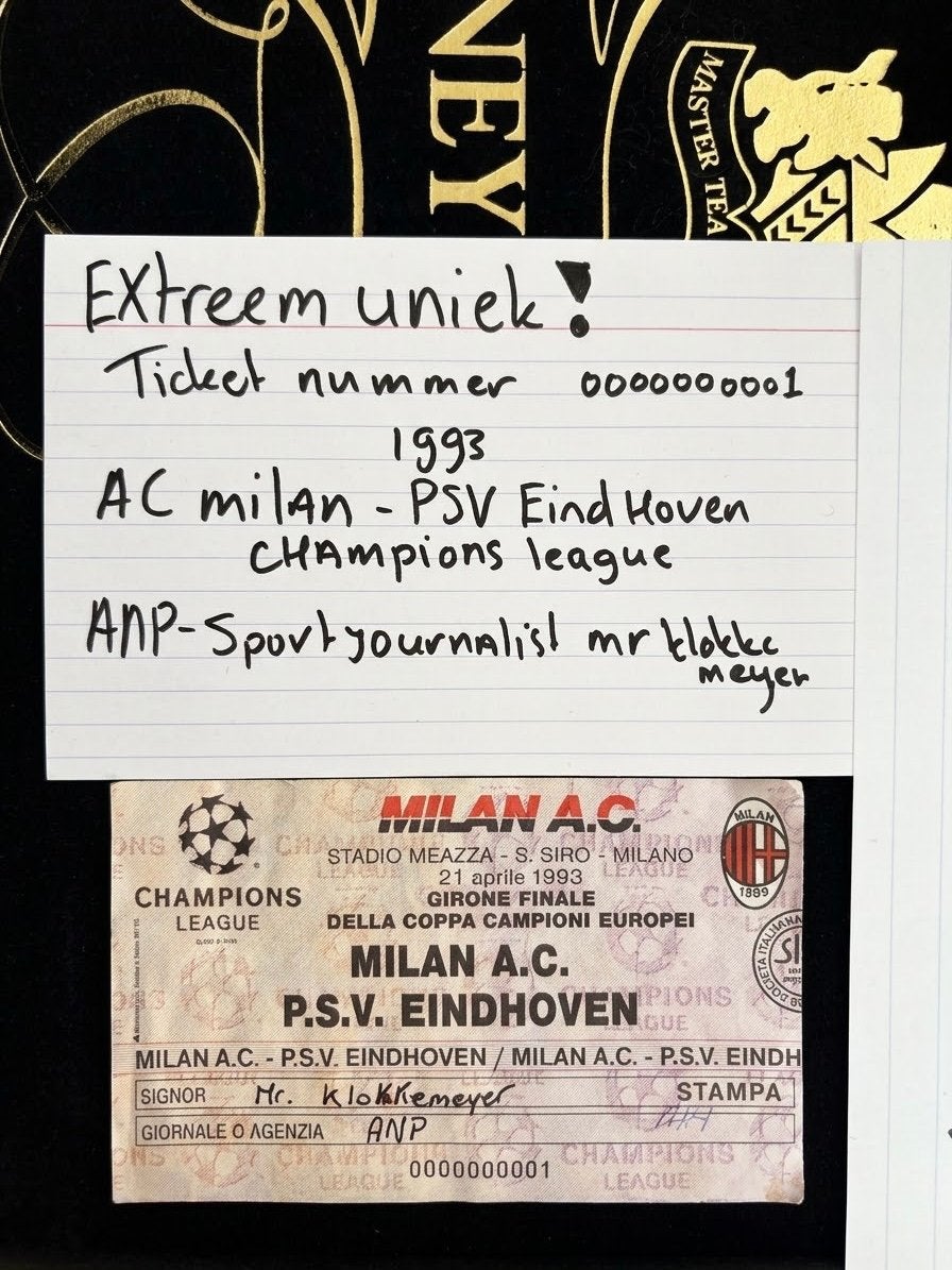 Unieke UEFA Champions League perskaart AC Milan – 1993, Tickets en Kaartjes, Overige typen, Eén persoon, April, Europa of Champions League