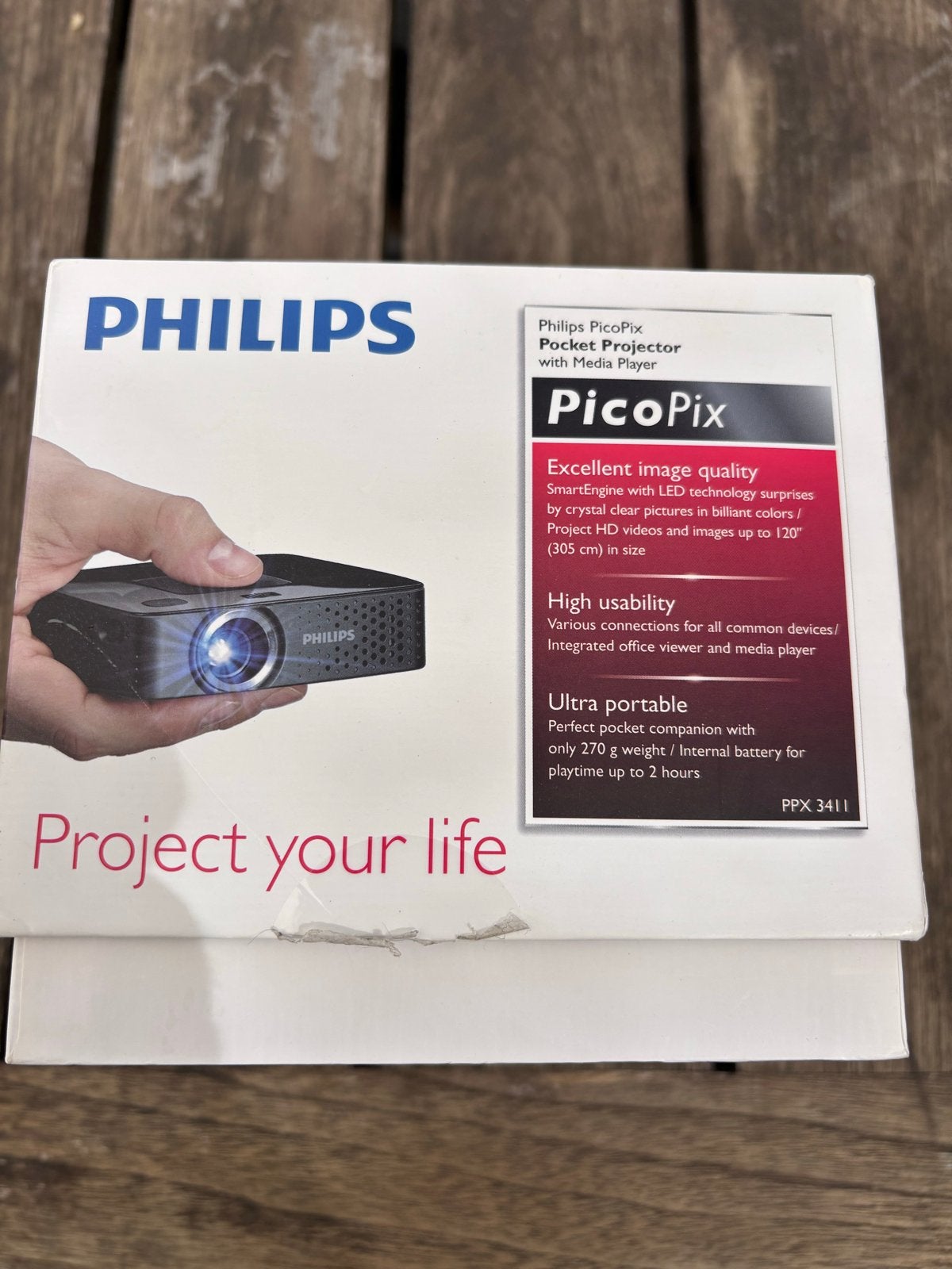Philips PicoPix PPX 3411 Pocket Projector met Mediaspeler, Ophalen of Verzenden, Zo goed als nieuw, LED, Full HD (1080)