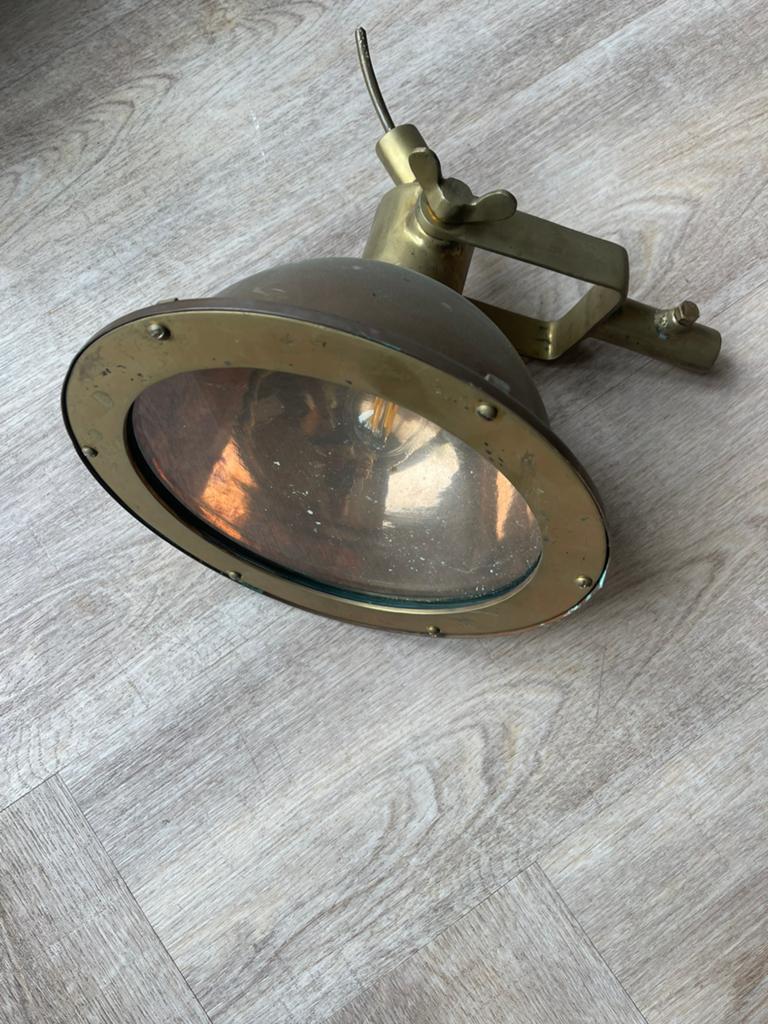 Scheepslamp koper vintage, Verzamelen, Ophalen of Verzenden, Gebruikt, Motorboot of Zeilboot