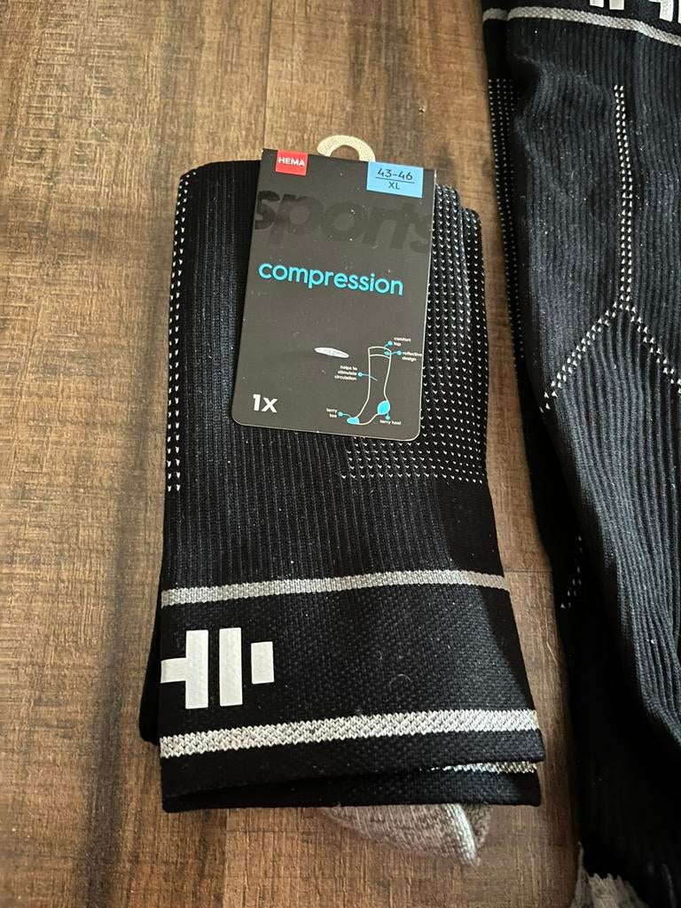 Compressie  sokken mt43/46, Kleding | Heren, Sokken en Kousen, Ophalen of Verzenden, Zo goed als nieuw, Maat 43 t/m 46, Zwart