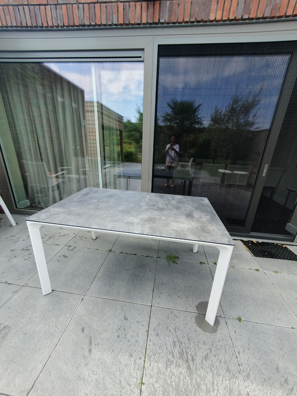 Tuintafel wit aluminium met polywood €400 bijna nieuw, Ophalen, Zo goed als nieuw, Rechthoekig, Aluminium