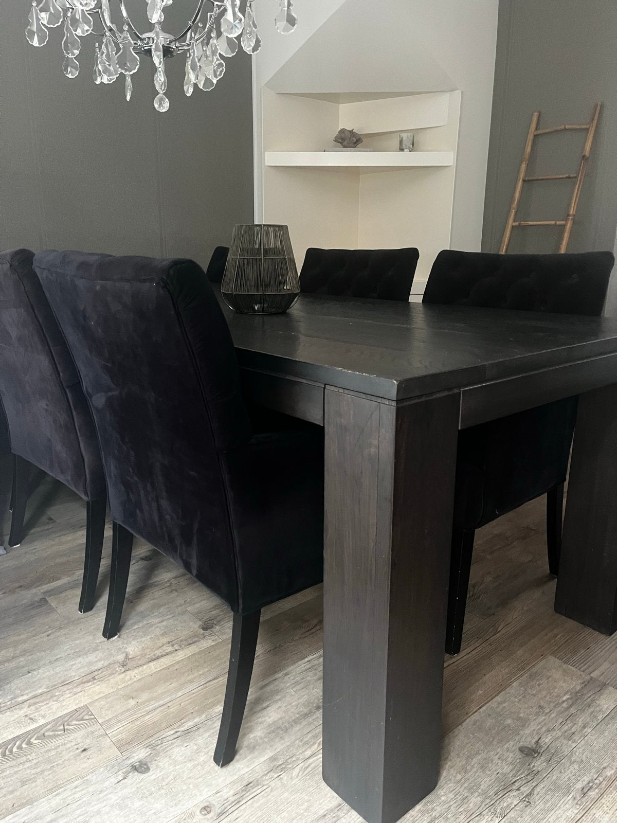 Complete eettafel set: massief eiken tafel met 6 stoelen, Ophalen, Gebruikt, 6 tot 8 stoelen