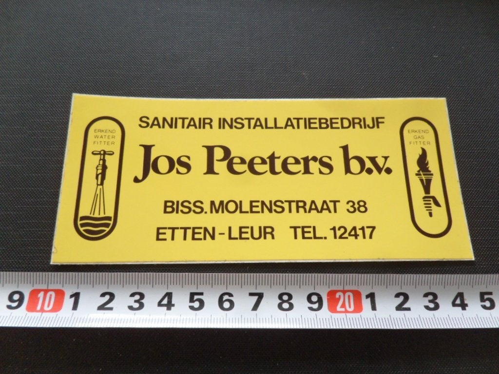 sticker etten-leur sanitair installatiebedrijf jos peeters, Ophalen, Zo goed als nieuw