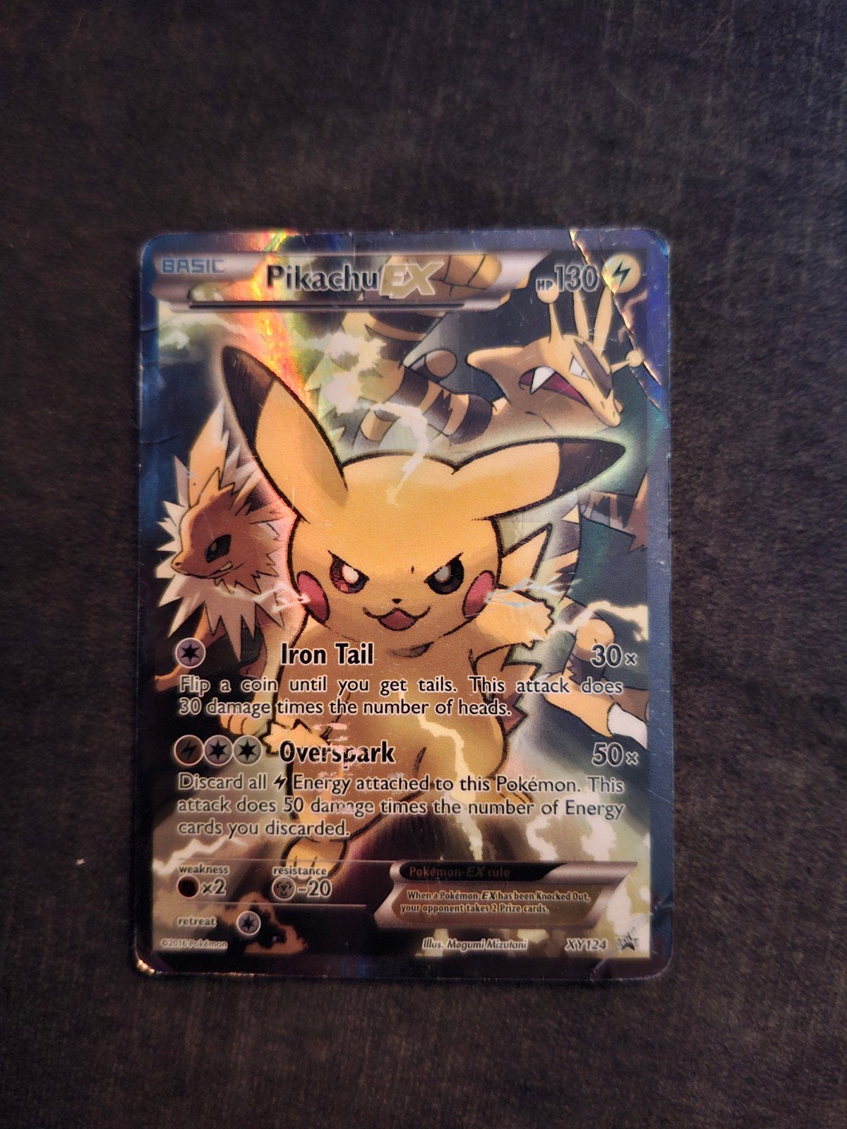 Pikachu EX Pokémon Kaart - XY124 promo, Ophalen of Verzenden, Gebruikt, Losse kaart, Foil