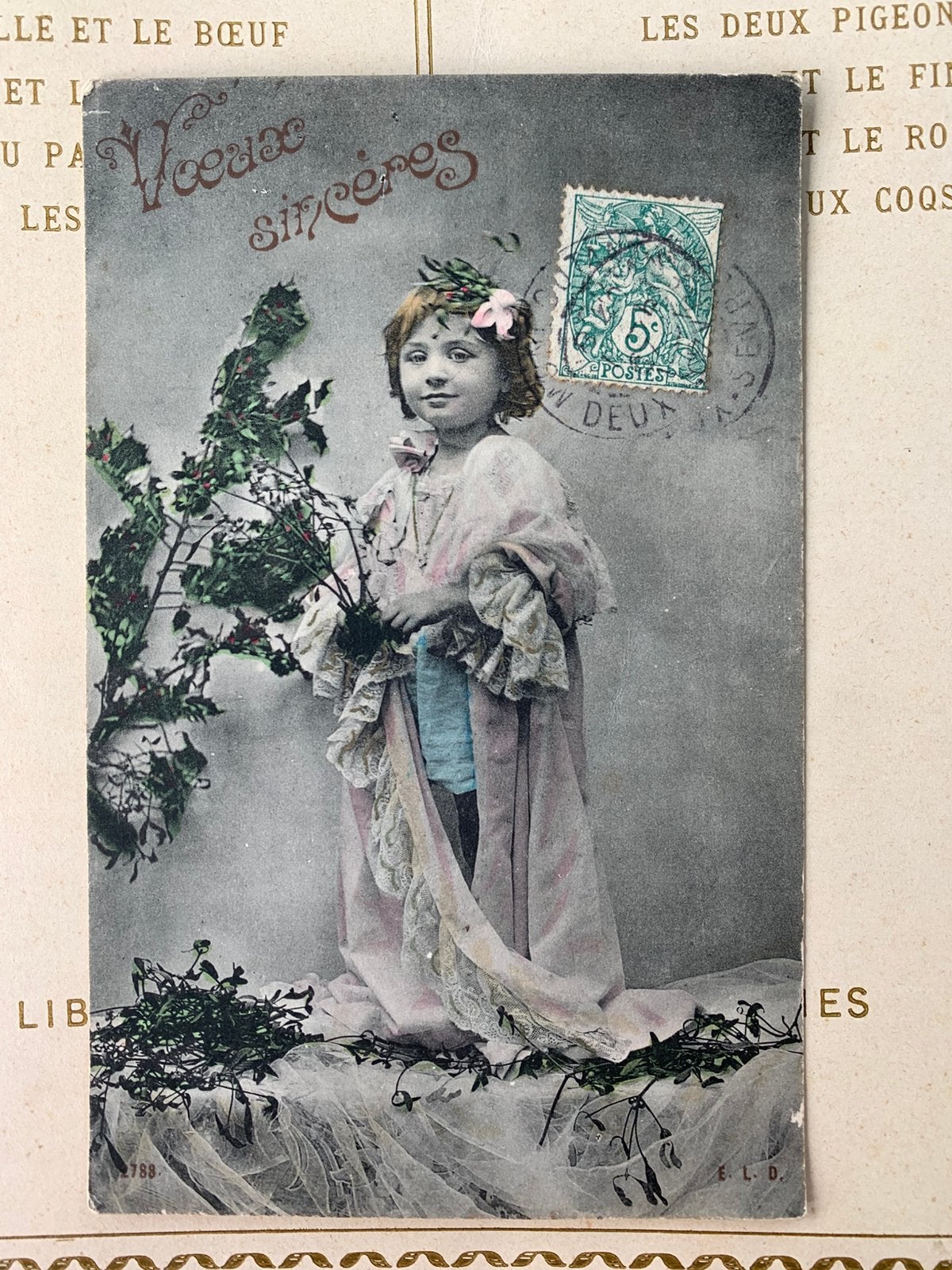 1907 Voeux Sincères - meisje met maretakken (EL), Ophalen of Verzenden, Voor 1920, Gelopen, Kinderen