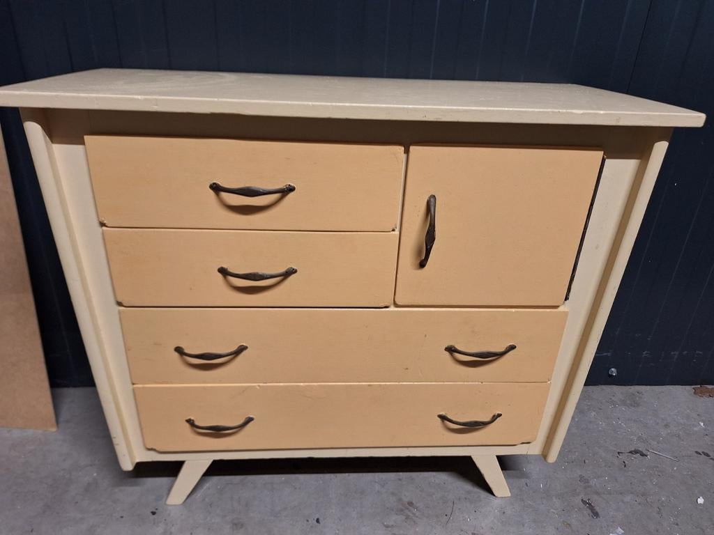 Oud vintage kastje, Huis en Inrichting, Kasten | Ladekasten, Gebruikt, 3 of 4 laden, Minder dan 100 cm, 25 tot 50 cm