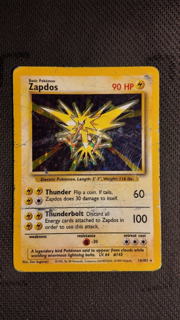 Zapdos 16 Base | Pokemon kaart, Ophalen, Zo goed als nieuw, Losse kaart, Foil