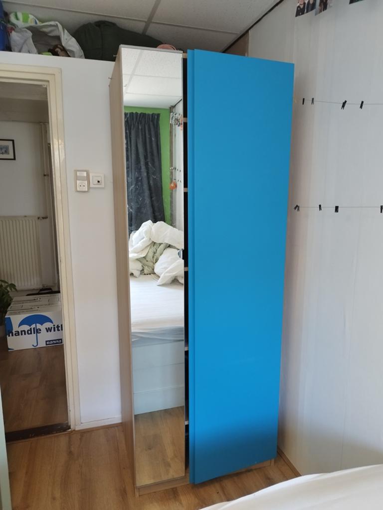 IKEA PAX kledingkast met planken en spiegeldeur, Huis en Inrichting, Ophalen, Modern, Overige houtsoorten, Gebruikt