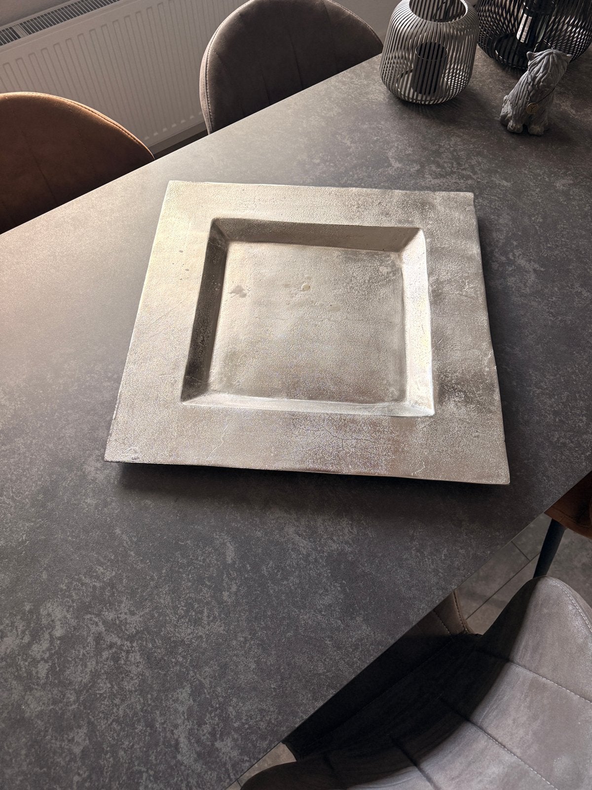 Colmore XXL Decoratie Bord Zilver 60x60cm Schaal, Ophalen, Zo goed als nieuw, Rond, Metaal