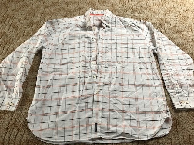 McGregor overhemd maat xl wit met oranje en zwarte strepen, Ophalen of Verzenden, Gedragen, Overige kleuren, Halswijdte 43/44 (XL)