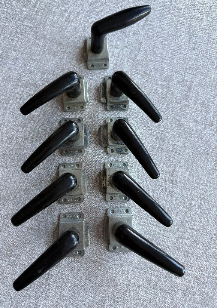 8x Originele Philips Philite Bakeliet Raamboompjes + 1 extra, Ophalen of Verzenden, Gebruikt, Overige materialen, Klink of Kruk