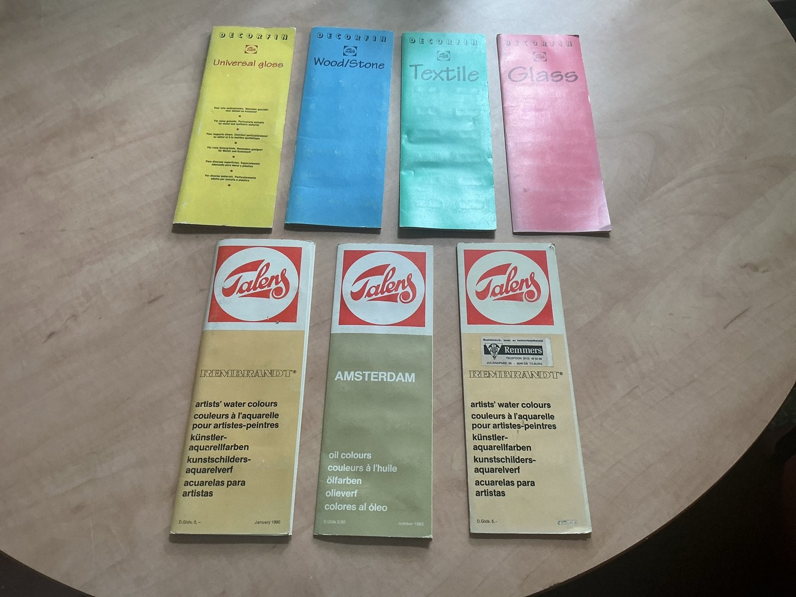 Vintage Talens & Decofin Kleurenkaarten (7 stuks), Hobby en Vrije tijd, Schilderen, Ophalen of Verzenden, Zo goed als nieuw, Overige typen