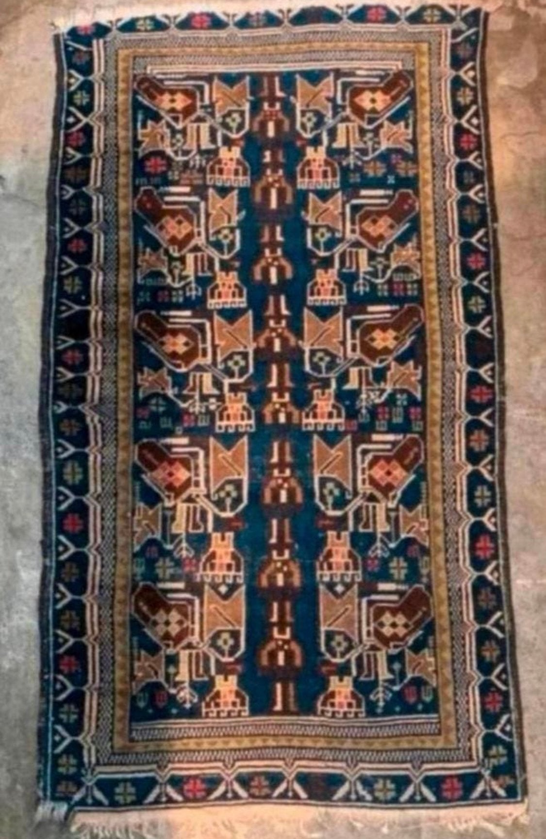 Perzisch vloerkleed oud Baluch Turkmenen plus min 1920., Huis en Inrichting, Stoffering | Tapijten en Kleden, Ophalen of Verzenden