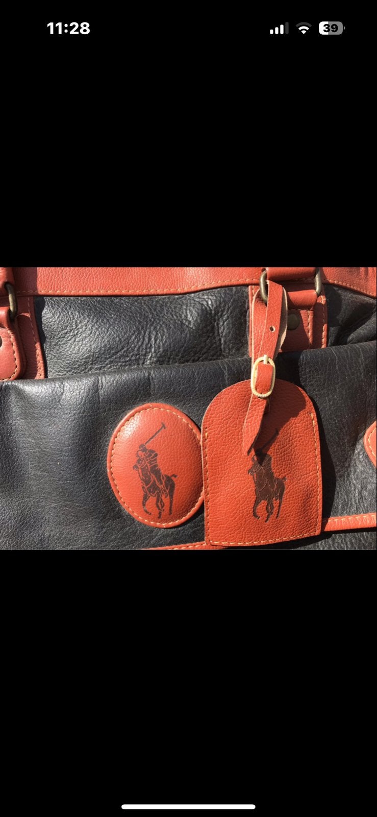 Ralph Lauren Reistas Zwart/Bruin Leer, Gebruikt, 20 tot 30 cm, Zwart, Ophalen of Verzenden