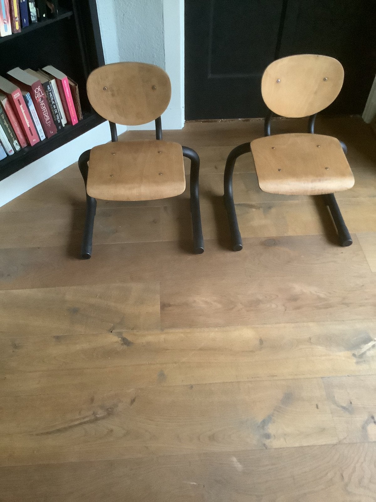 Schoolstoeltje vintage sterk beuken design stoer €25p.s., Ophalen, Zo goed als nieuw, Hout