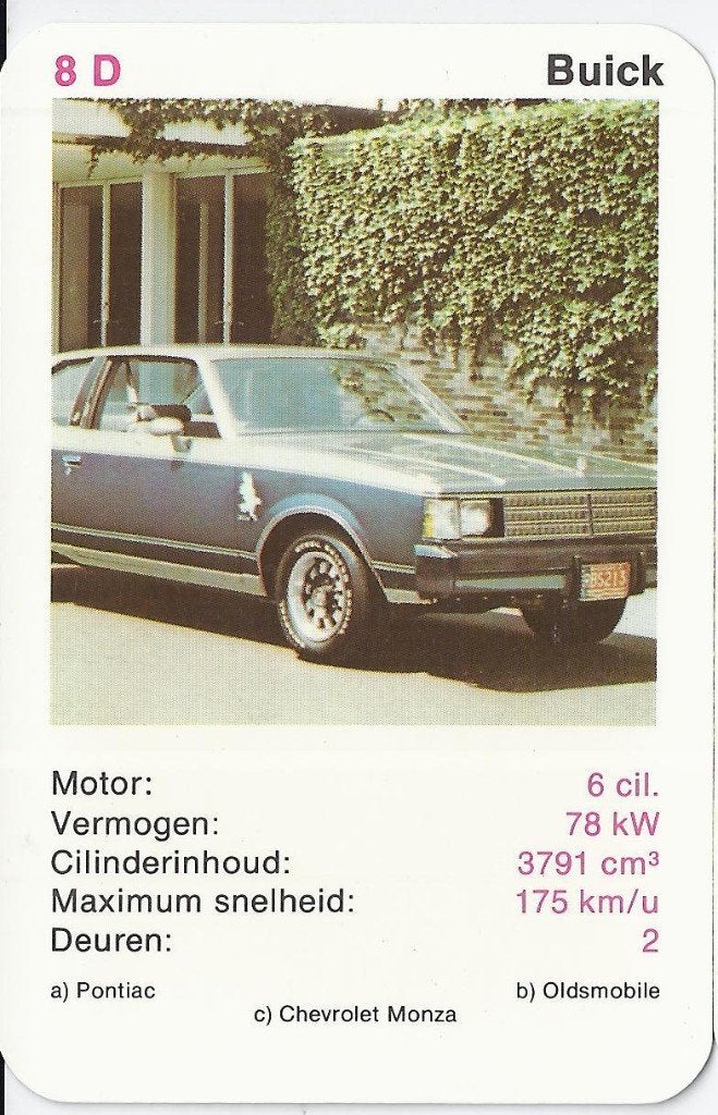 X1 autokaartje buick ( 8d ), Ophalen of Verzenden, Zo goed als nieuw, Auto's