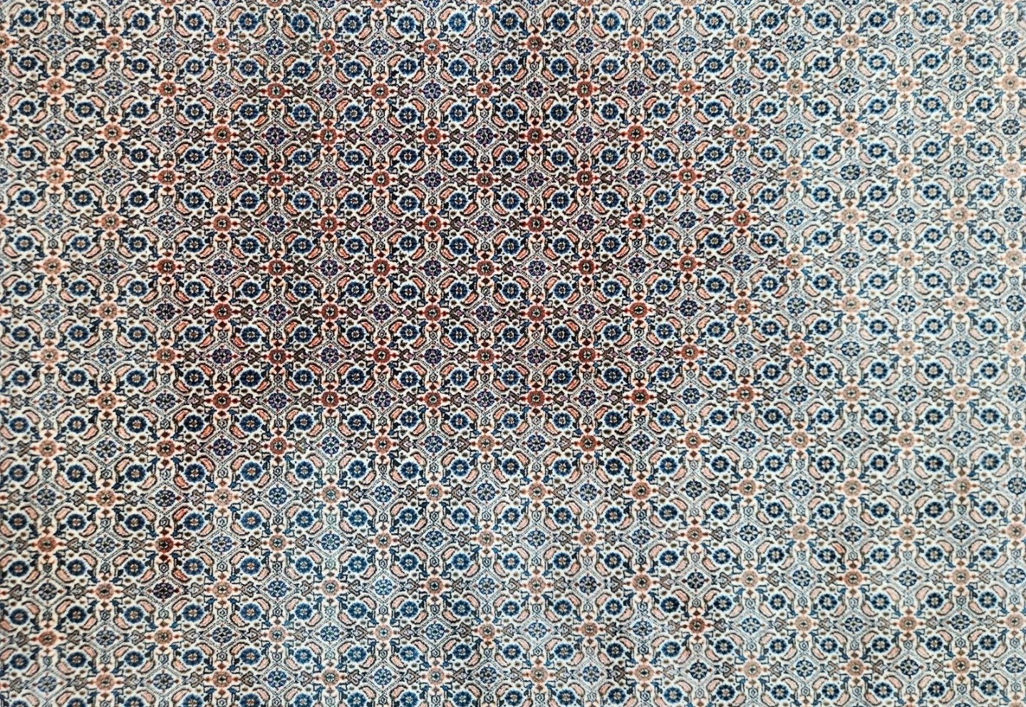 Handmade Persian wol Moud floral blue faded 197x253cm, Gebruikt, Moud, 150 tot 200 cm, 200 cm of meer