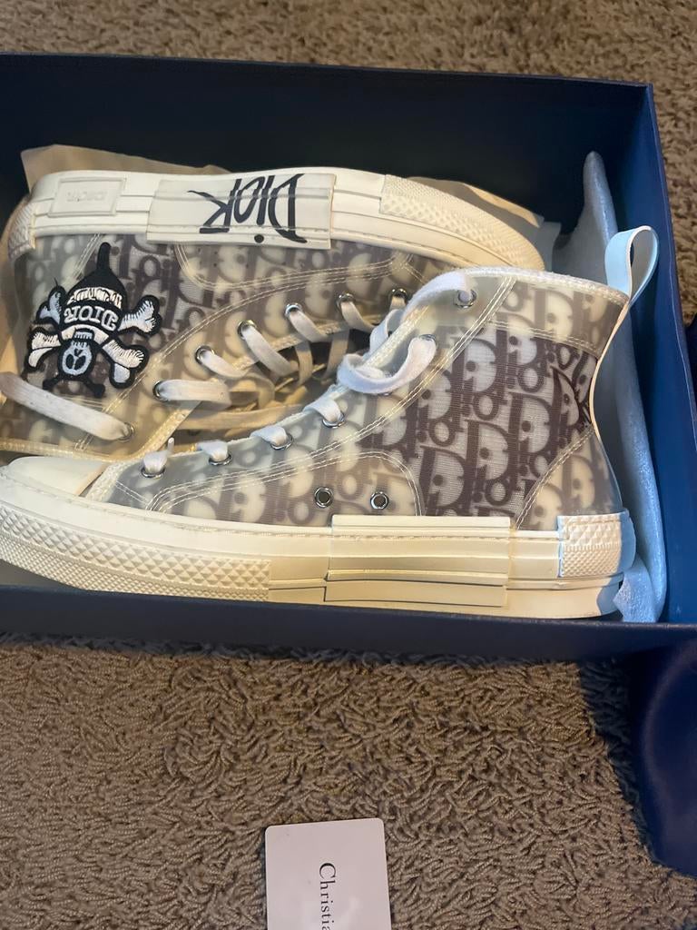 Dior B23 High-Top Sneakers met Dior Oblique Motief, Kleding | Dames, Schoenen, Ophalen of Verzenden, Zo goed als nieuw, Wit, Sneakers of Gympen