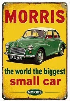 Metalen wandbord met de Morris Minor (01)., Verzenden, Nieuw, Auto's