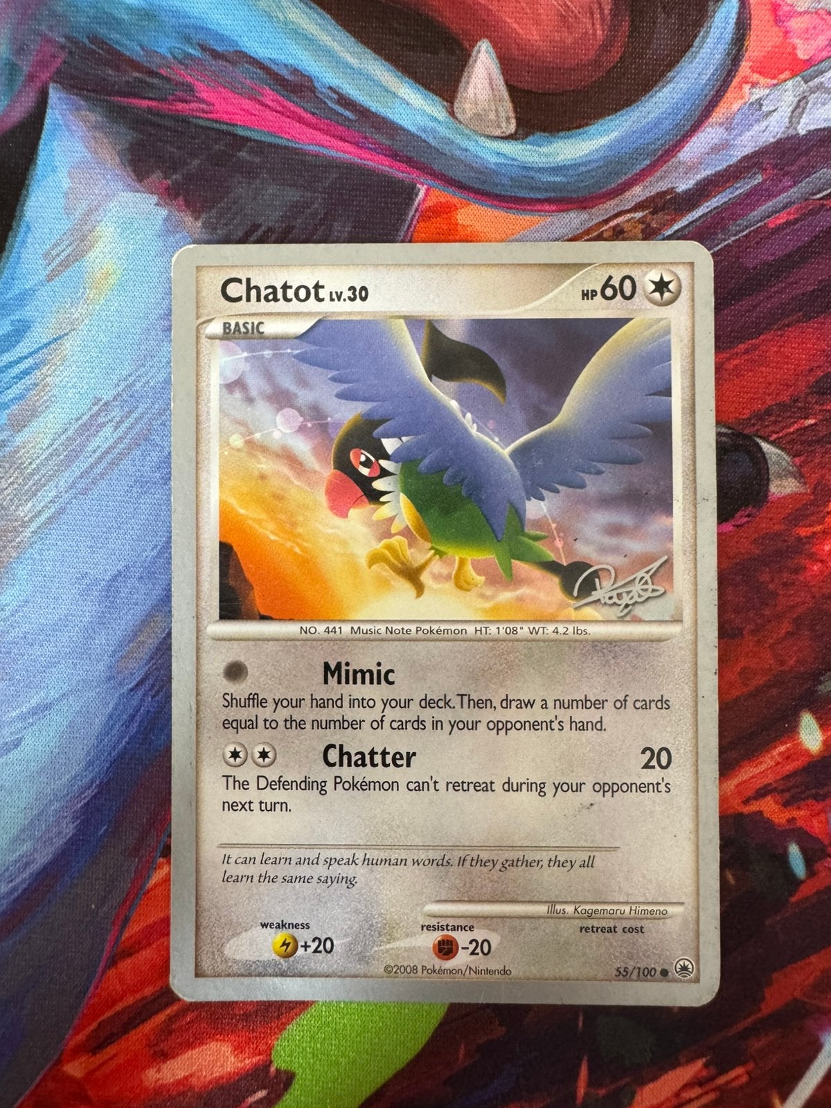 Pokémon kaarten Chatot #55 World Championship 2008, Ophalen of Verzenden, Zo goed als nieuw, Losse kaart