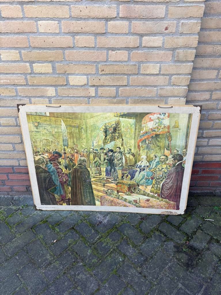 Vintage schoolplaat, Antiek en Kunst, Antiek | Schoolplaten, Ophalen, Geschiedenis