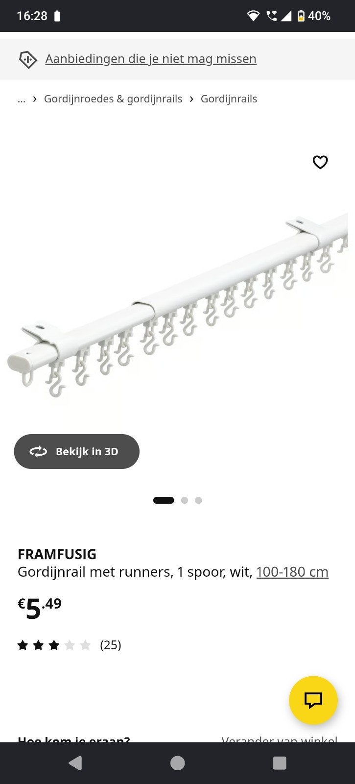 IKEA FRAFUSIG 5x Gordijnrailsen met runners, 1 spoor, wit, IKEA, Ophalen, Wit