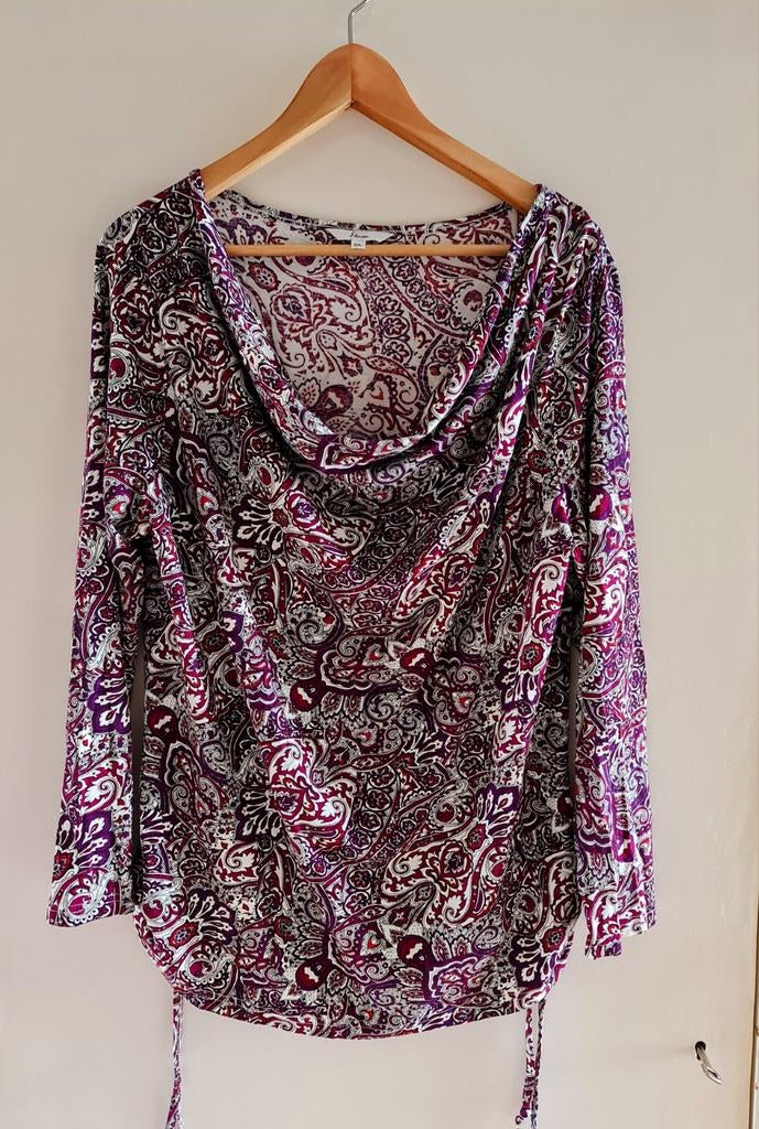 Shirt met 3/4 mouwen en waterval hals maat xxl, Paars, Maat 46/48 (XL) of groter, Ophalen of Verzenden, Zo goed als nieuw