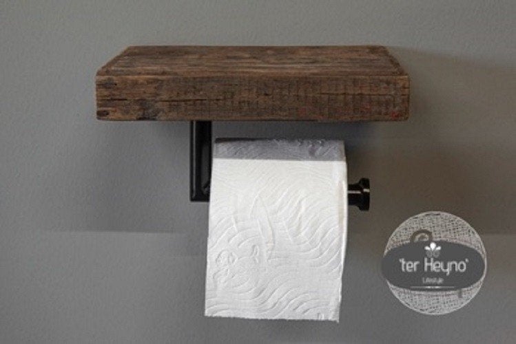 Oud houten toiletrol houder wc hout stoer sober landelijk, Verzenden, Nieuw, Hout