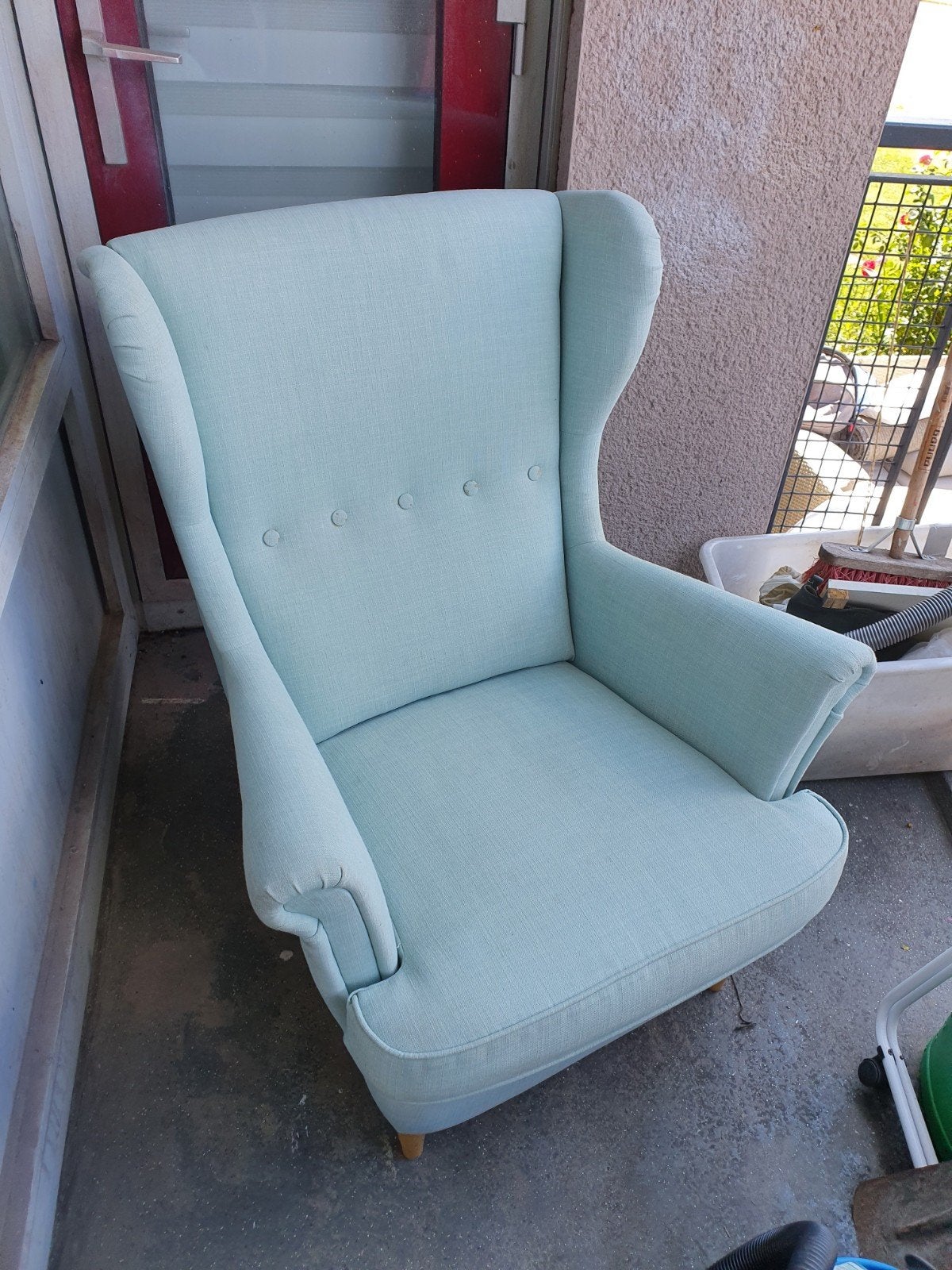 mooie grote groene fauteuil, Ophalen, Gebruikt, Minder dan 75 cm, 75 tot 100 cm