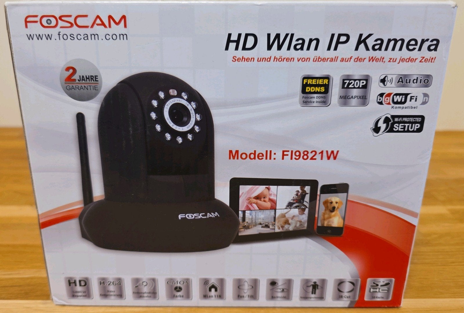 Foscam HD wifi/LAN IP-camera pan/tilt nachtzicht, Ophalen of Verzenden, Zo goed als nieuw, Binnencamera