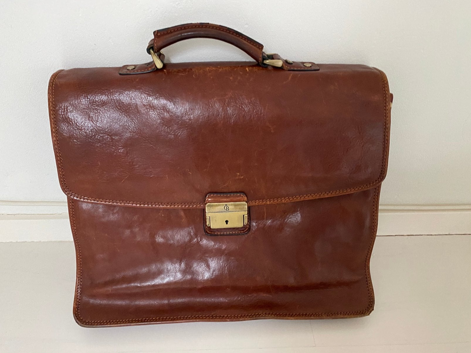 Bruin leren aktetas van Castelijn & Beerens, Gebruikt, Bruin, Aktetas of Boekentas, 30 tot 40 cm