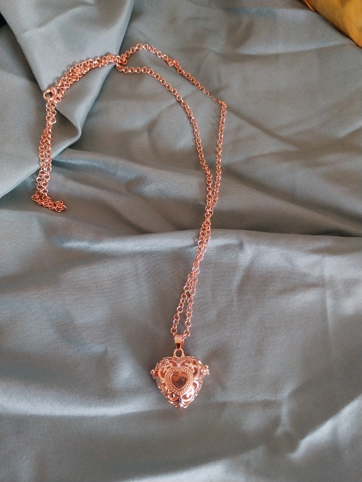 Hartvormige Medaillon Ketting met Flesje - Roségoud, Ophalen, Zo goed als nieuw, Goud, Overige materialen
