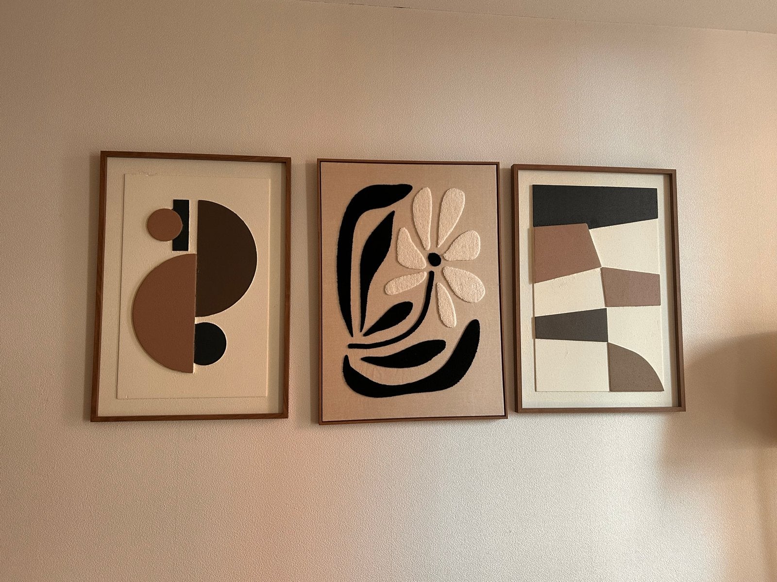 Set van 3 moderne wanddecoraties van Action, Ophalen, Abstract, Hout, Ingelijst