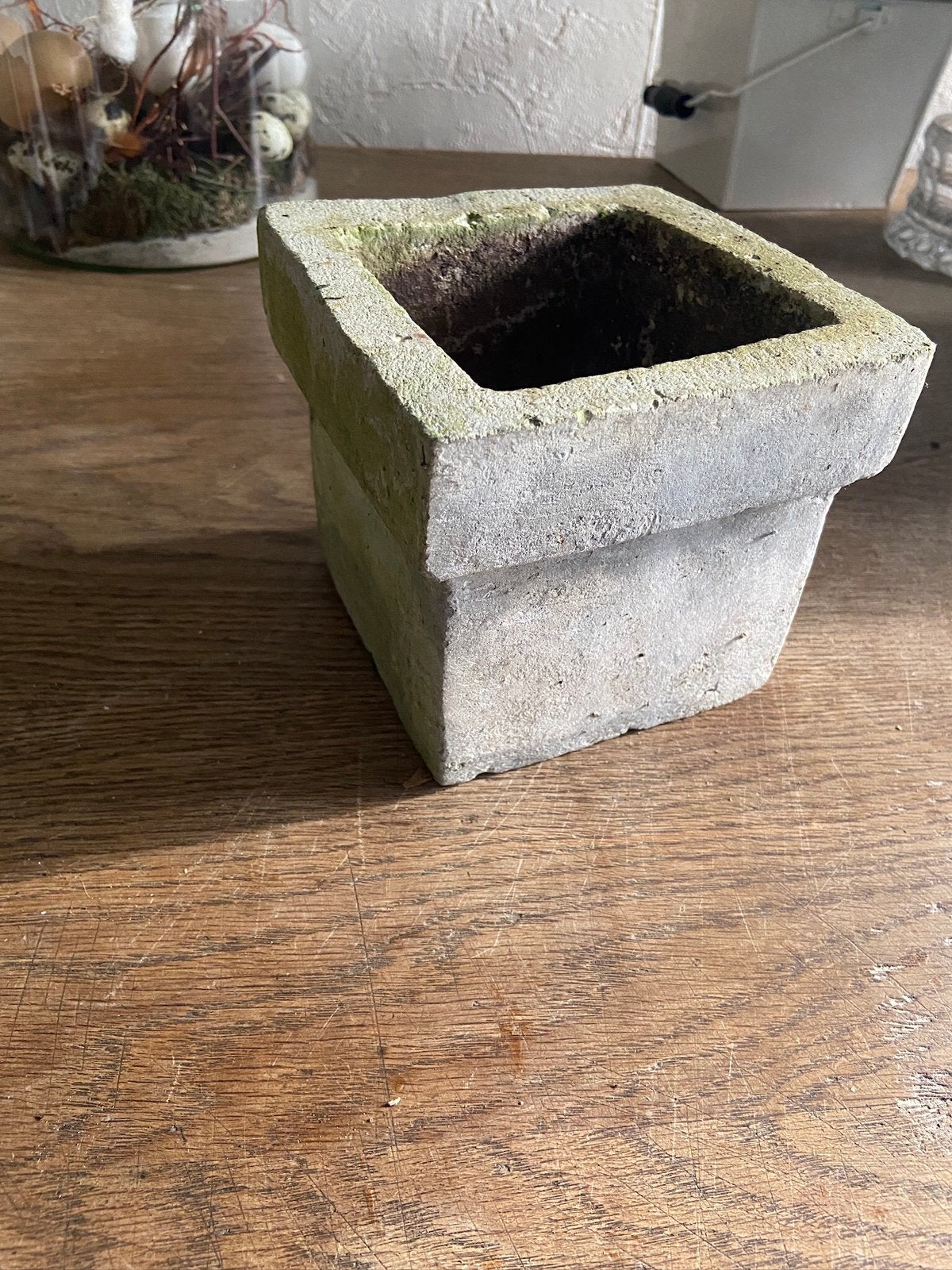 Vierkante stenen bloempot bloembak terracotta plantenbak, Ophalen of Verzenden, Rond, Tuin, Minder dan 30 cm