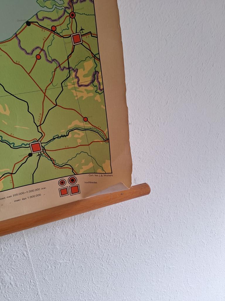 Vintage Schoolkaart Groot-Brittannië en Ierland - Van Goor, Antiek en Kunst, Ophalen of Verzenden, Aardrijkskunde
