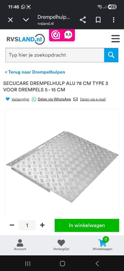 Nieuw Secucare drempelhulp 3 aluminium voor 5-15cm drempel, Diversen, Ophalen of Verzenden, Nieuw