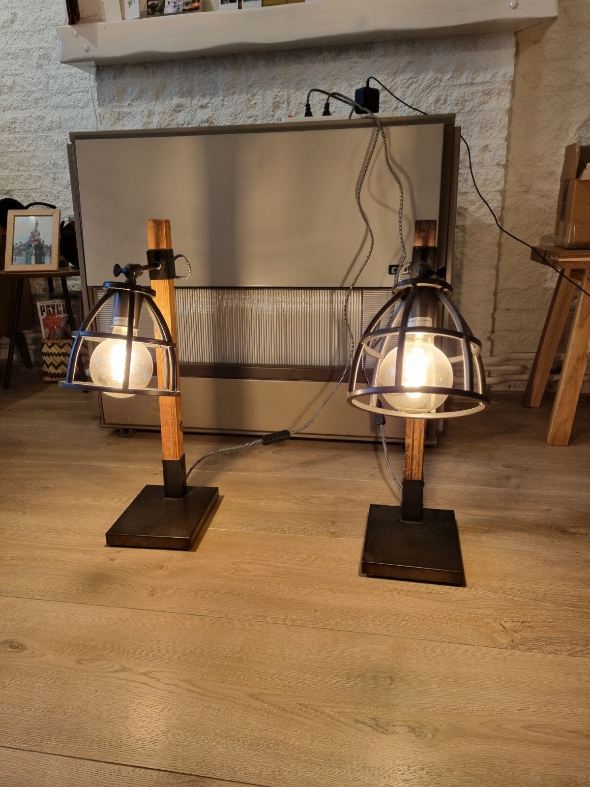 Brilliant Matrix Tafellamp Zwart Hout - Industrieel Desig, Ophalen