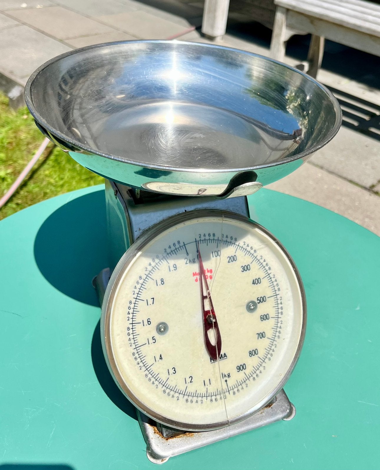 Retro keuken weegschaal, Witgoed en Apparatuur, Weegschalen, Ophalen, Minder dan 10 kg, Keukenweegschaal, 1 tot 500 gram