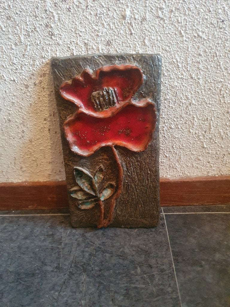 Ruscha Fat Lava wandtegel "Mohnblume" 715 – West Germany, Antiek en Kunst, Ophalen of Verzenden