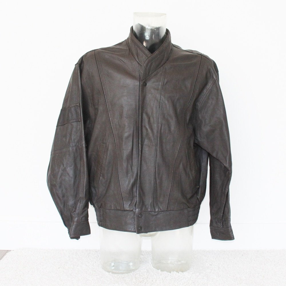 Mooie Leren Vintage Heren Jas286* (Maat 52) € 70,-, Maat 52/54 (L), Bruin, Vintage, Ophalen of Verzenden