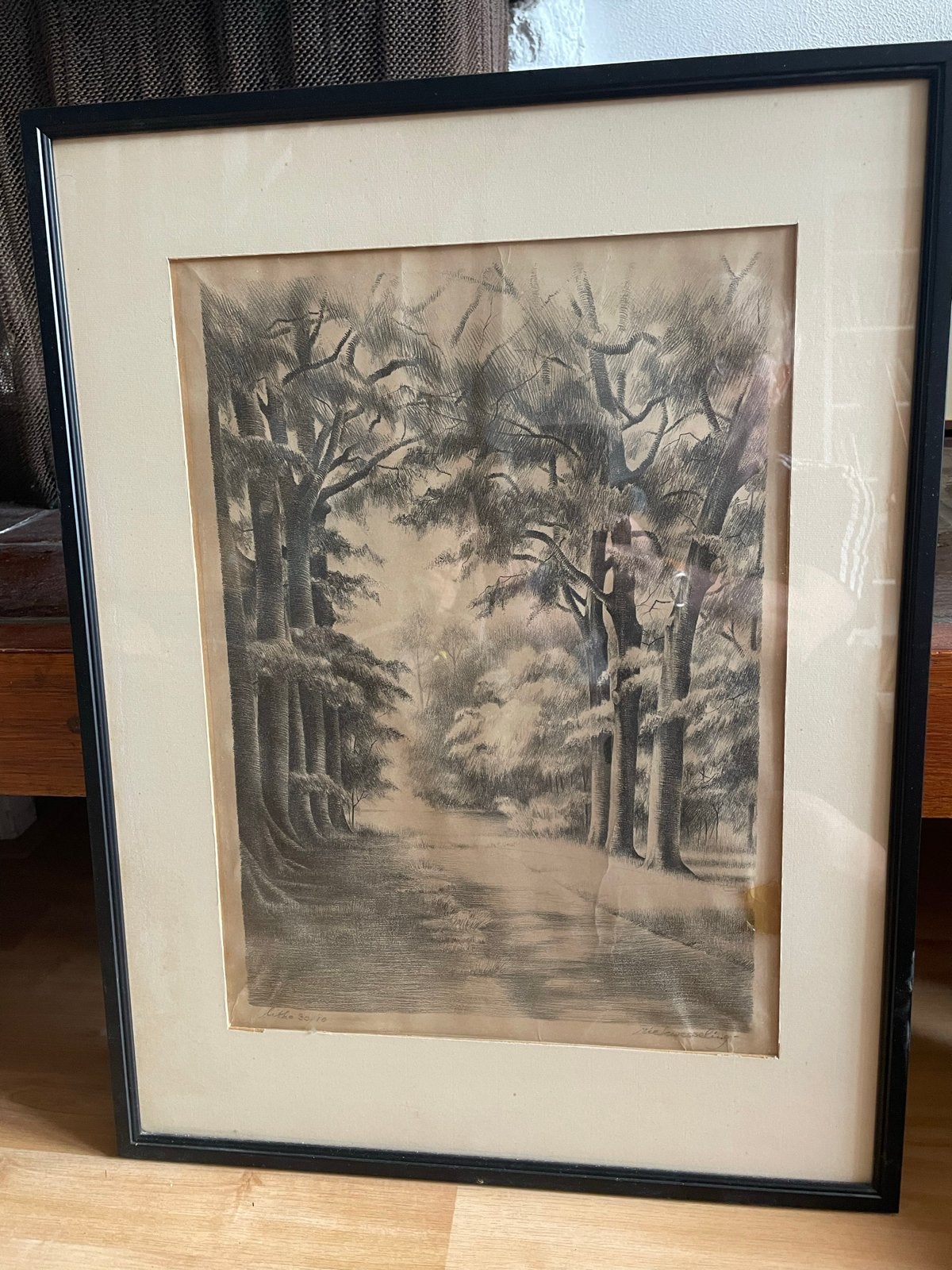Ingelijste potloodtekening van Riek Wesseling, Ophalen