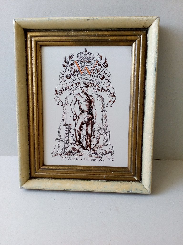 Oude tegel/ Plaquette Staatsmijnen Limburg 1898-1938, Ophalen of Verzenden