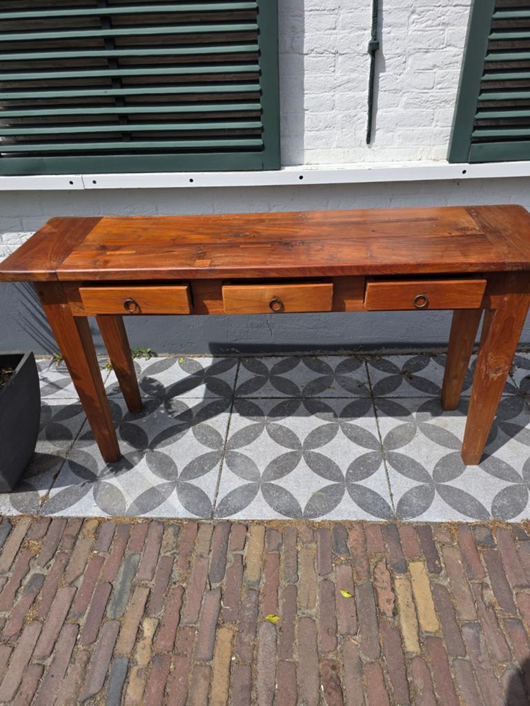 Massief houten sidetable met 3 lades, Ophalen of Verzenden