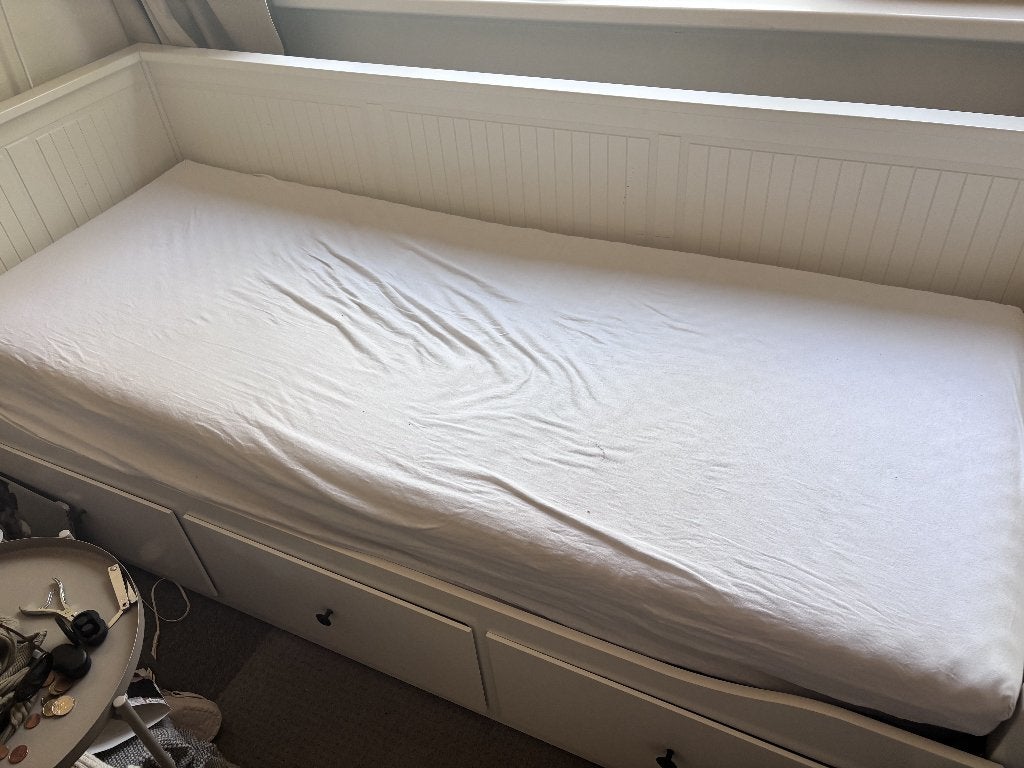 Ikea Hemnes bedbank met drie laden, Ophalen, Gebruikt, Wit, Tweepersoons