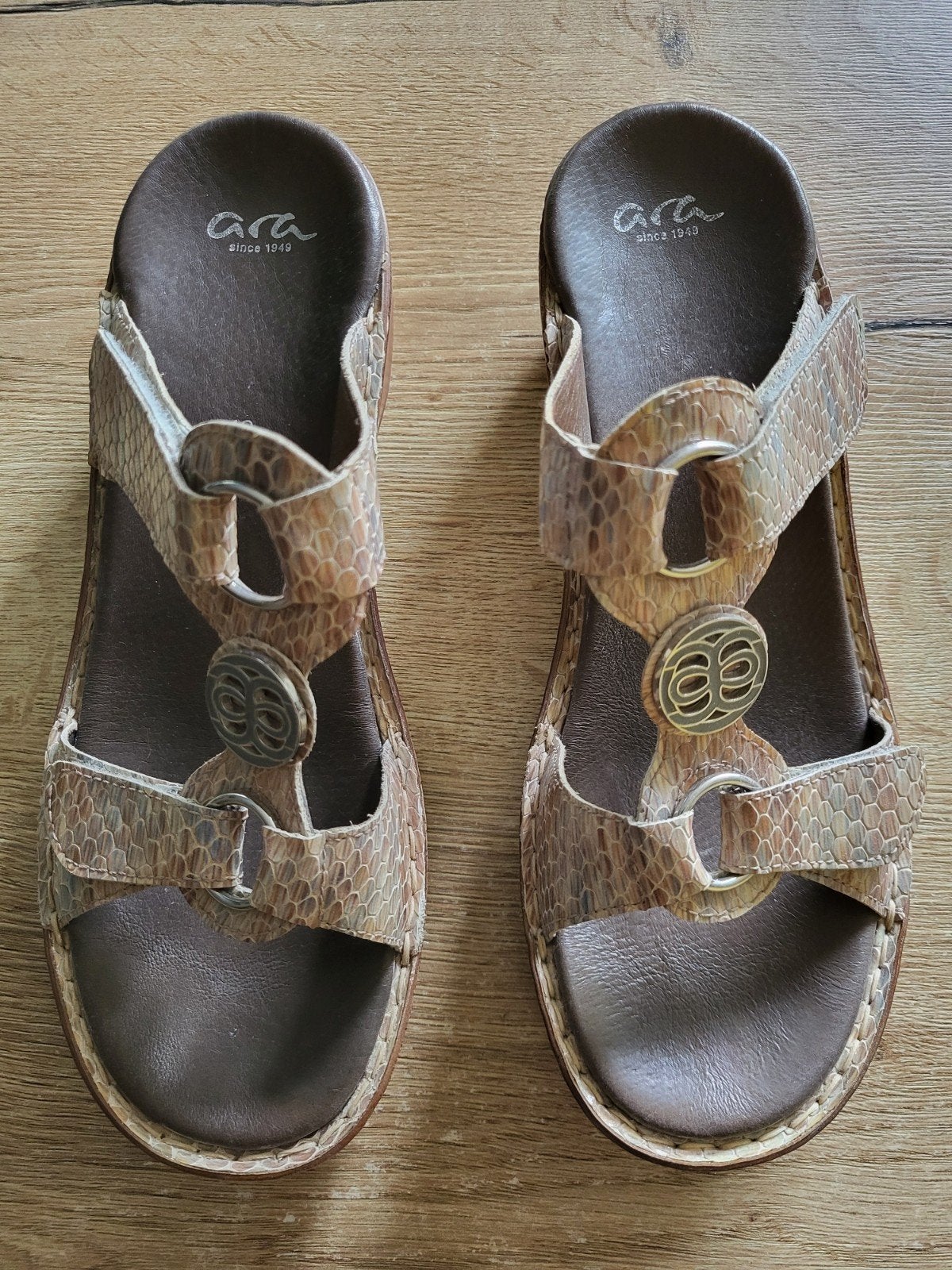 Ara sandalen met slangenprint, maat 42, Bruin, Zo goed als nieuw, Ara, Sandalen of Muiltjes