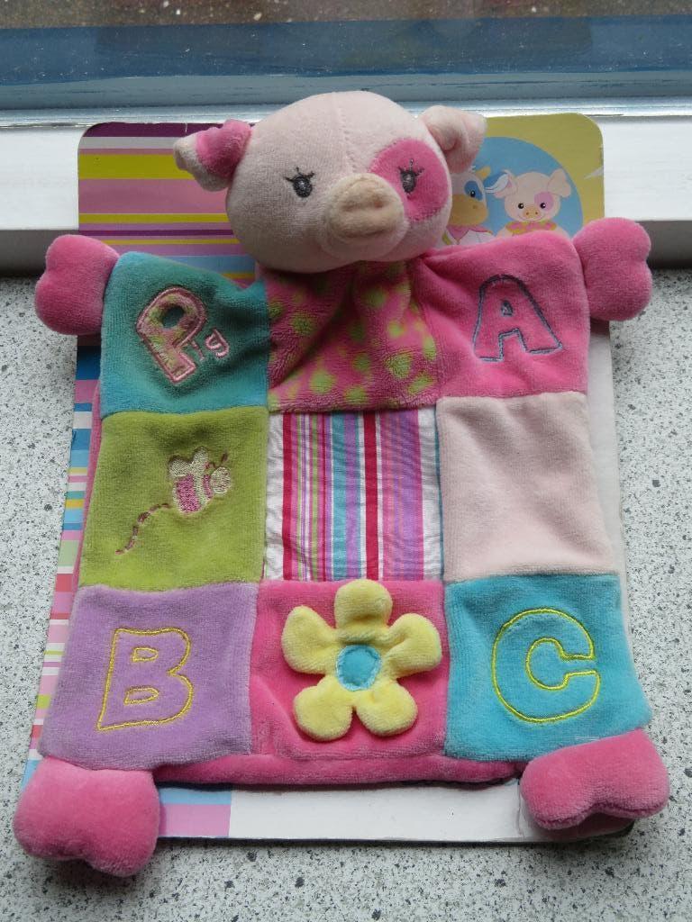 Knuffeldoek varken patchwork vrolijk gekleurd merk Tiamo, Overige typen, Nieuw, Ophalen of Verzenden, Meerkleurig