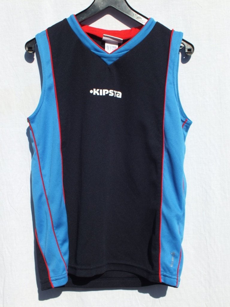 Blauw sport shirt. Mt 134 - 140 Merk Kipsta Oxylane, ., Ophalen of Verzenden, Zo goed als nieuw, .