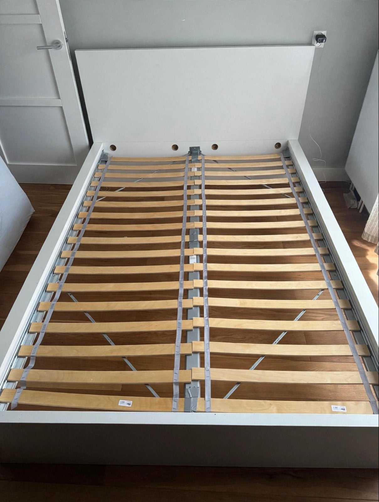 IKEA MALM bedframe met LURÖY lattenbodem, Ophalen, Gebruikt, Wit, Tweepersoons